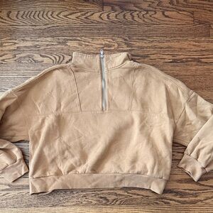 Abercrombie & Fitch Tan Half-Zip Sweater